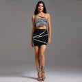 C7319 cross-border   fashion women's elegant diamond-embellished camisole bandeau mini skirt set - new arrival