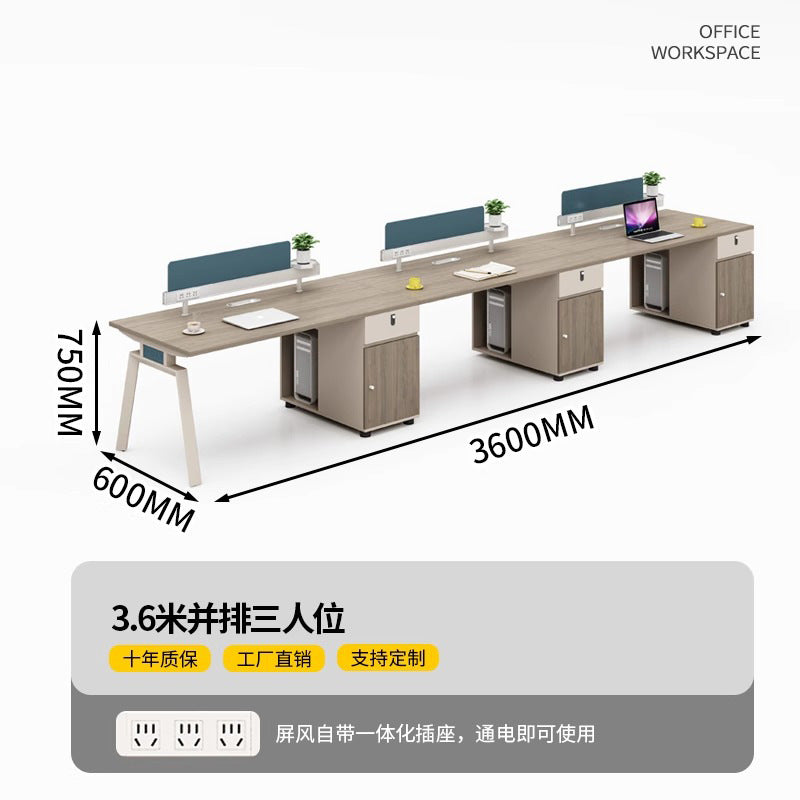 Executive office desk and chair set - modern minimalist furniture - four-seat workstation - office desk