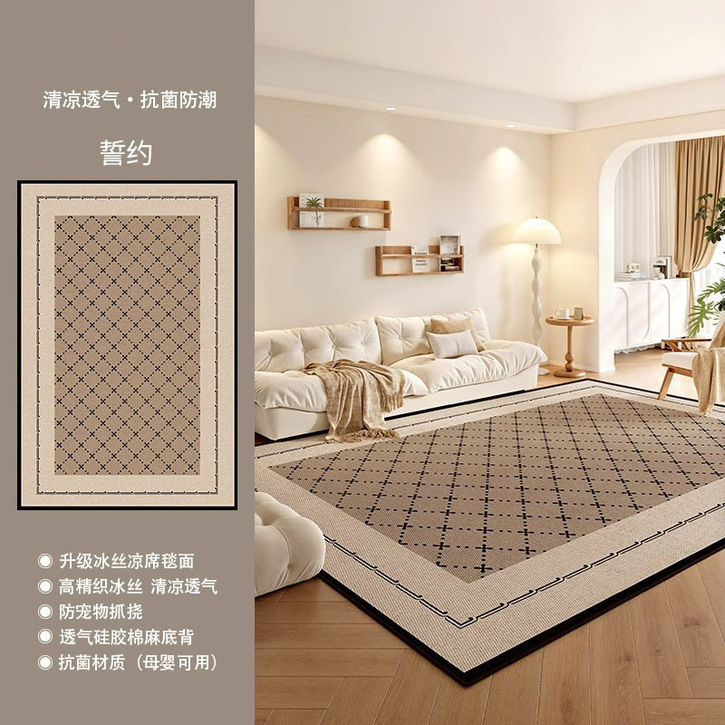 Mat carpet living room cream log style summer new arrival ice silk carpet bedroom simple waterproof mat floor mat