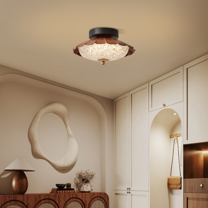 Vintage corridor aisle light Japanese-style cloakroom entrance entrance light medieval walnut pattern balcony ceiling light lamp