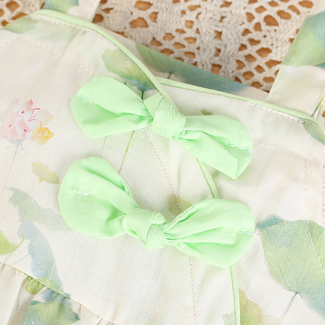 Baby girl clothes summer ultra-thin sling bag butt newborn baby one-piece full moon 100-day clothes fresh khaki