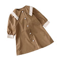 Fashion style children's clothing girl spring & fallnew arrival double pointed collar contrast color large lapel retrocasualloose windbreaker long skirt