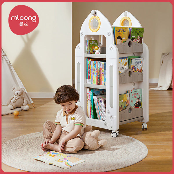Manlong Children's Storage Rack Baby Toys Picture Book Rack Home Bookshelf Rotatable Mobile Floor Bookcase Shelf