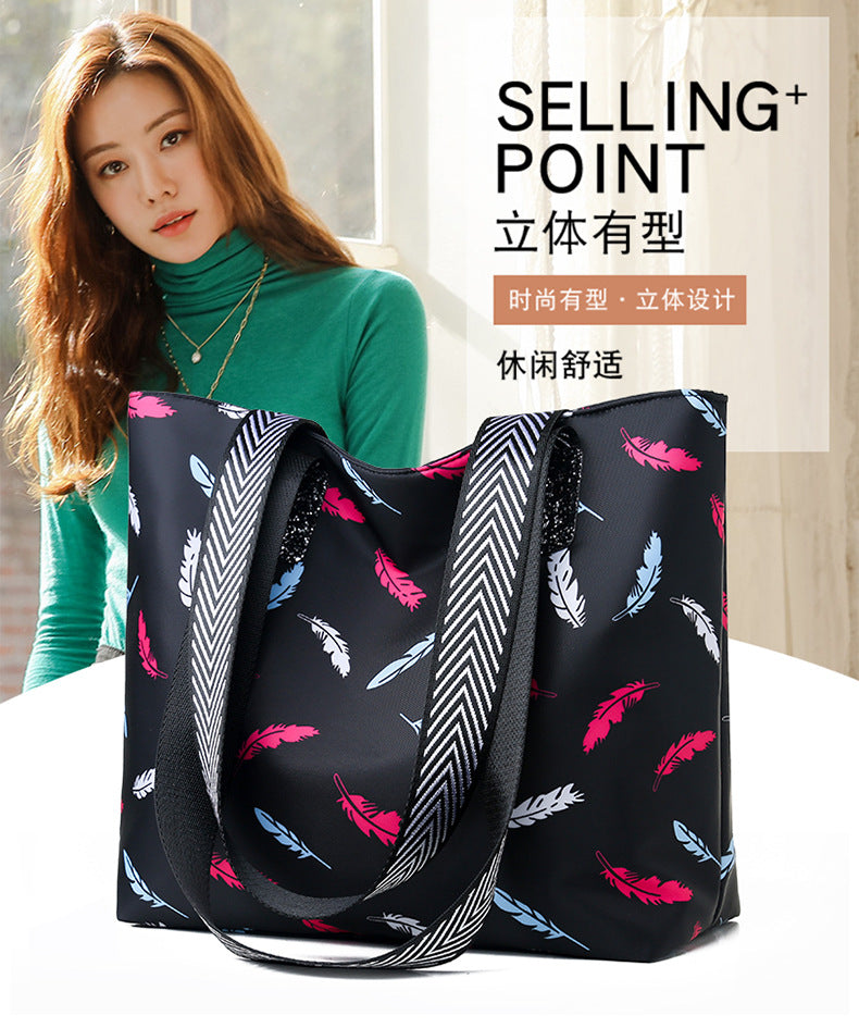 2024 new large capacity shoulder bag fashionable floral oxford cloth tote bag large capacity trendy women's bag