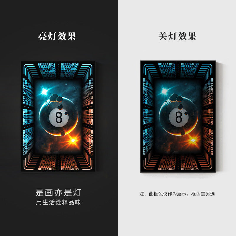 Trend billiard room luminous decorative painting imitation abyss mirror cyberpunk astronaut hanging painting billiard hall luminous lamp painting