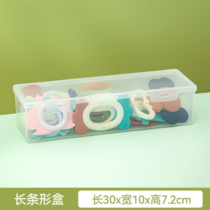 Plastic bottle pacifier grid storage box with lid dustproof desktop transparent molar stick baby toothpaste storage box