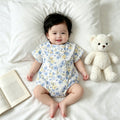 Newborn baby summer clothes - lightweight romper for young girls, summer princess style, japanese-inspired short-sleeve bodysuit