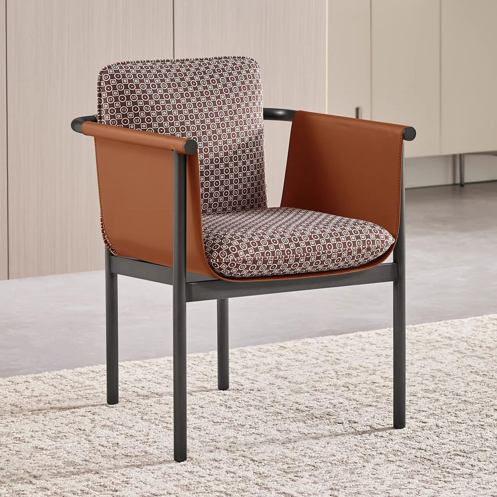 Fabric dining chair villa restaurant saddle leather single chair for home solid wood armrest desk chair restaurant for home chair