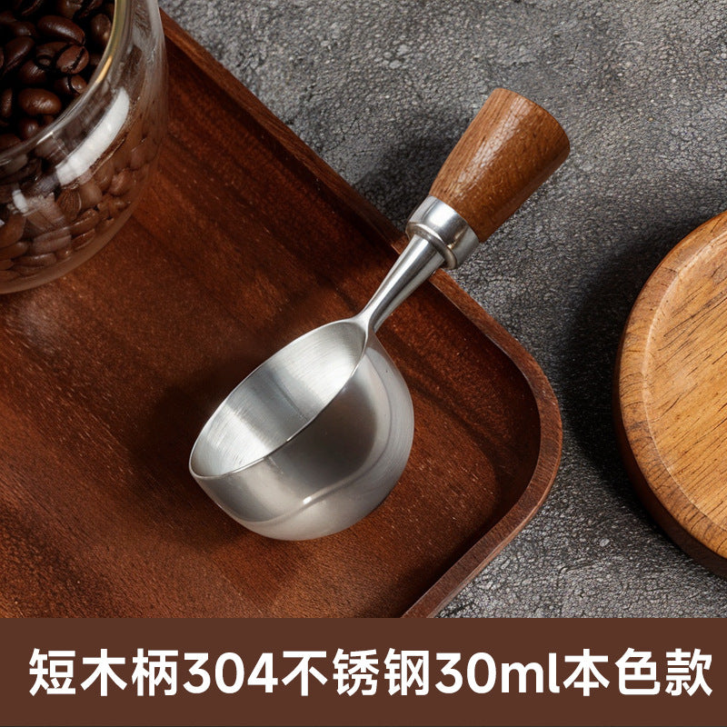 Walnut handle coffee spoon coffee bean measuring spoon 304 stainless steel coffee bean dosing spoon seasoning measuring spoon