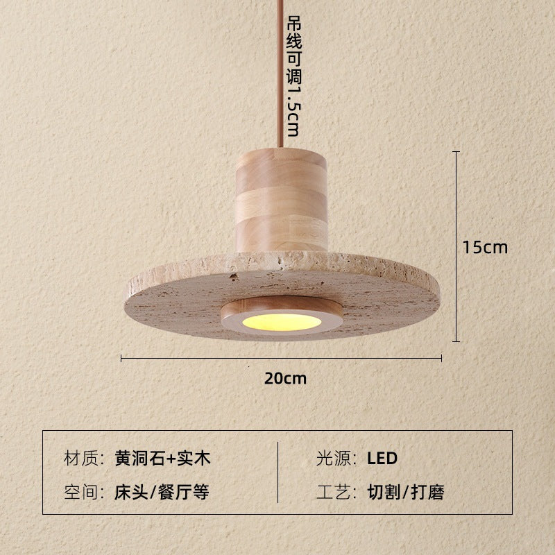 Yellow travertine medieval bedside bedroom chandelier premium sense retro wabi sandy wind American bar counter study restaurant table lamp
