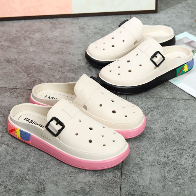 Women's anti-odor height increasing platform clogs - summer fashion outdoor beach shoes with detachable diy accessories and waterproof design