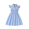 Girls' dress for toddlers and young children, 3d floral flutter sleeve dress