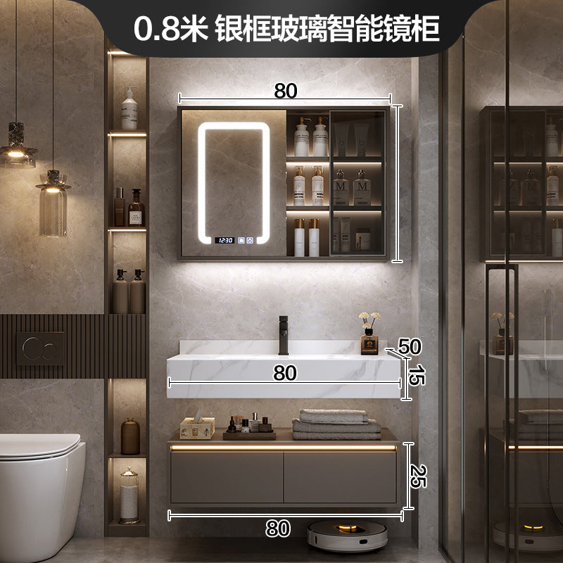 [Spot] Multifunctional storage rack, rock slab hot bending integrated basin, bathroom, washstand, face wash, bathroom cabinet combination
