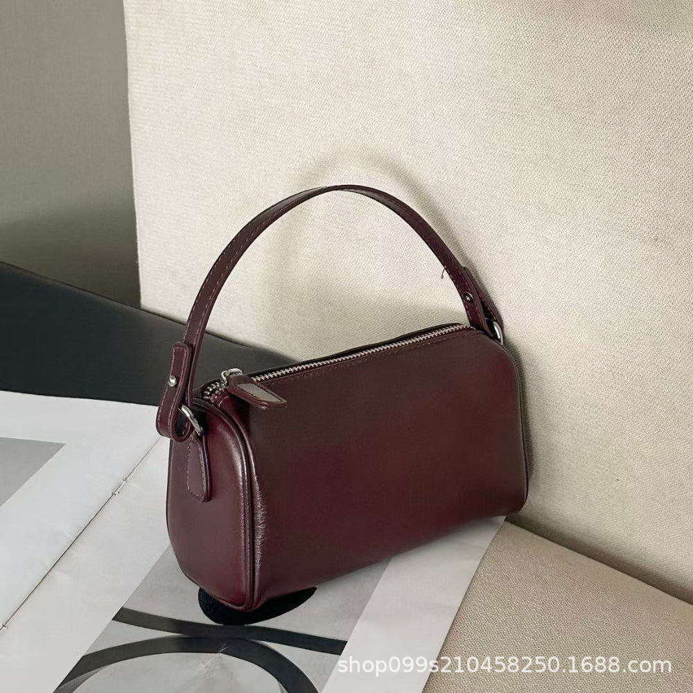 Vintage women's bag 2024 new fashion versatile shoulder crossbody small bag high-end soft leather pillow bag phone bag