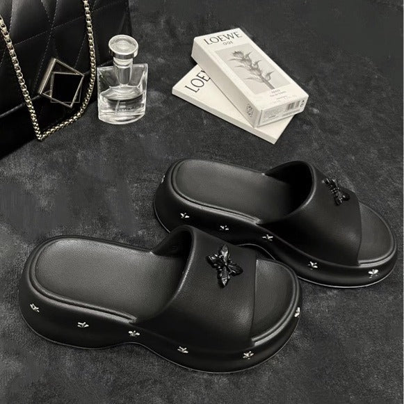 5cm height increasing slippers women's new y2k star beach shoes women's outwear summer beach sandals breathable slippers wholesale