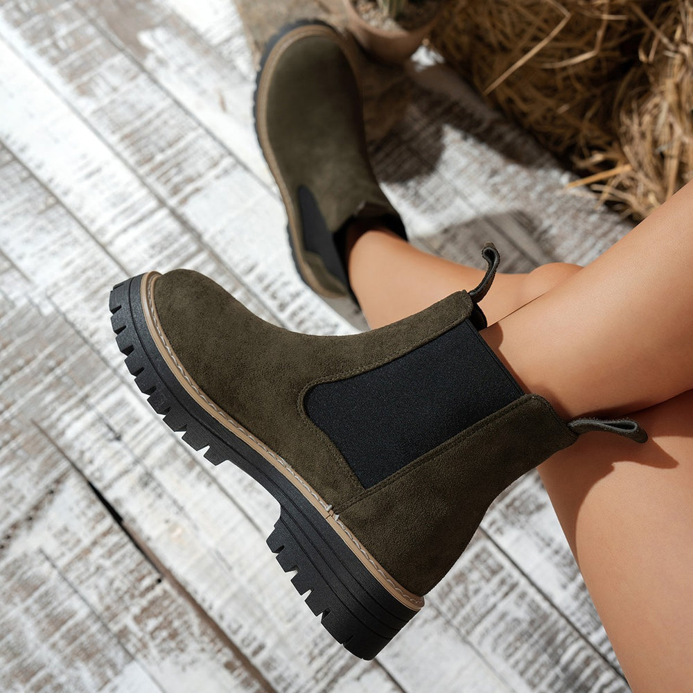 plus size short boots for women fall and winter new arrival square heel suede boots casual round toe sleeve export women's boots wholesale