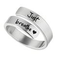 Amazon new jewelry casual blackened just breathe heart women's open adjustable ring