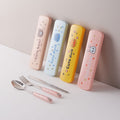 Cute stainless steel cutlery set with stylish ceramic handles - portable student dinnerware, kids' chopsticks and spoon set