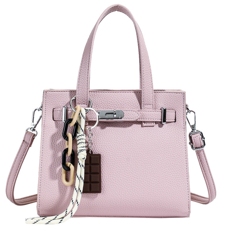 Cross-border niche soft leather portable Kelly bag women's bag 2025 new simple shoulder bag lychee pattern commuter messenger bag