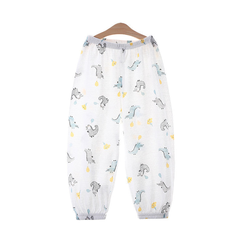 Baby pants summer thin pure cotton children's mosquito pants boys girls bloomers baby long pants sleep pants mesh