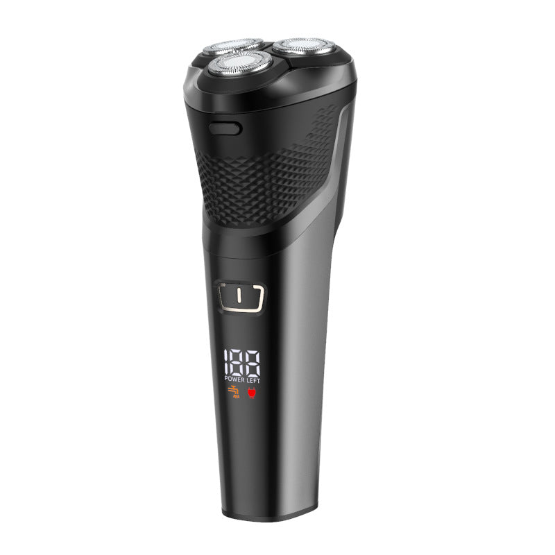 Full body washable electric shaver, rechargeable razor with floating triple-blade head, beard trimmer, 60-minute battery life
