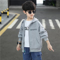 Boys' fleece-lined hoodie jacket - new autumn collection - outerwear for older boys and teens - winter apparel - student baseball jacket cardigan