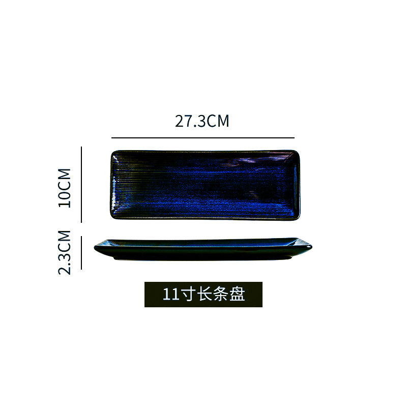 Creative kiln-turned retro ceramic tableware japanese style high-looking sushi plate long plate sashimi dish dessert plate