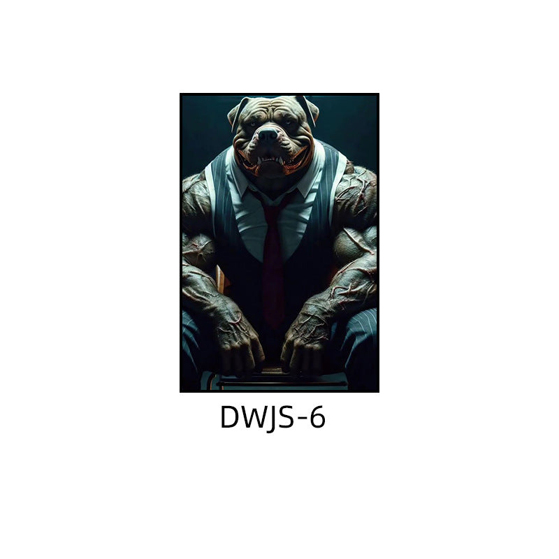 Gym decorative painting industrial style boxing hall hanging painting taekwondo martial arts hall fighting creative animal cartoon mural