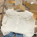 Girls' long-sleeve shirt - autumn  collection - kids' double-layer peter pan collar blouse - korean style princess top