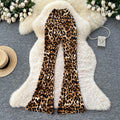 Fashionins wear sexycasual bootcut pants for women autum stretch tight slimming look hip-covering leopard print sweatpants