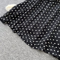 Ladies style black polka dot mesh dress women's summerv neck short sleeve high waistslimming look a-line long skirtelegant