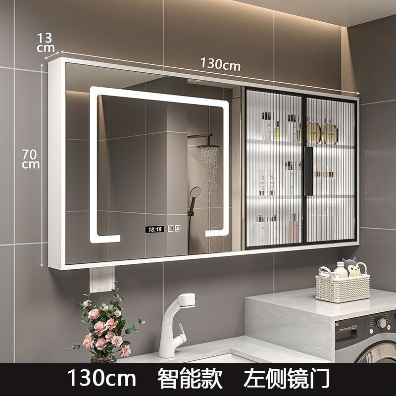 Solid wood bathroom smart mirror cabinet separate wall-mounted bathroom storage mirror mirror box rack integrated vanity mirror