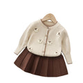 Kids' base layer sweater  autumn new arrivals: cute two-piece set for little girls, girls' crew neck sweater thickened outfit