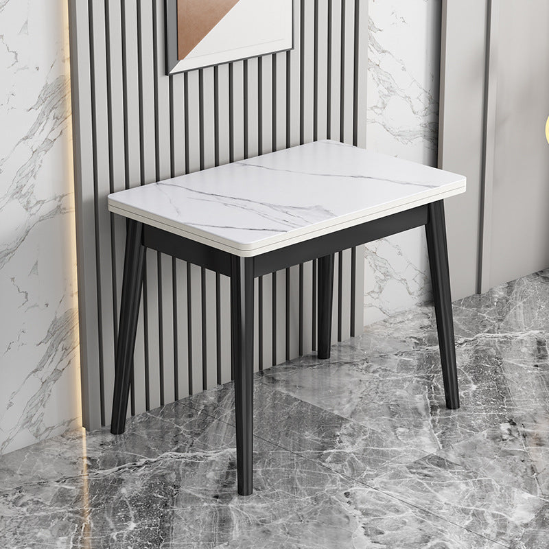 Foldable rock slab dining table - space-saving extendable solid wood dining set for small apartments - italian minimalist style