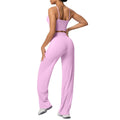 Sexy strappy back sports bra set with high-waisted wide-leg straight-leg yoga pants - perfect for outdoor leisure, running, and fitness
