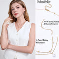 women's flower necklace, women's multi-layer heart-shaped necklace, cute gold pearl pendant necklace set