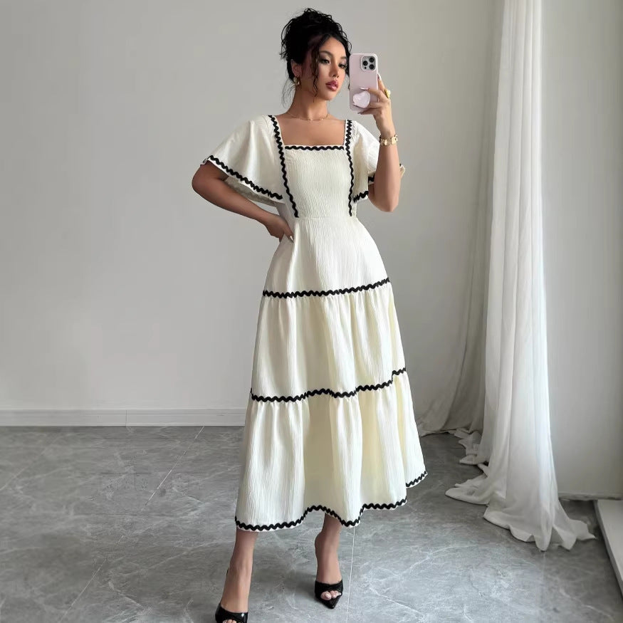 Women's summer spaghetti strap dress  - vacation style, backless, a-line maxi casual sundress