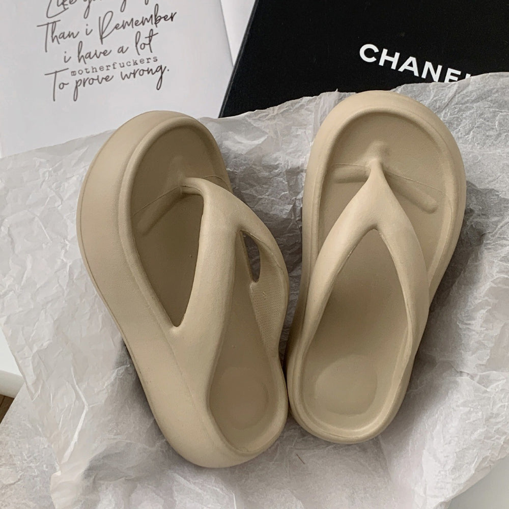 6cm thick-soled flip-flops women's summer outwear soft bottom heightening indoor non-slip beach slippers flip-flops sandals