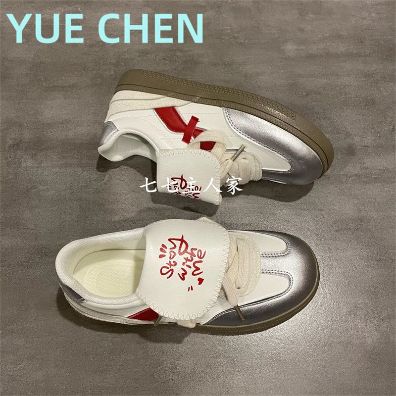 2024 summer new little white shoes women's niche do not collide with popular retro German training shoes thin versatile casual board shoes