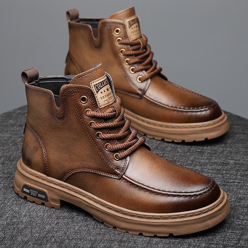 2024autumnew arrivalretrobootsmen's high-top britisheasiest for match slip-on casuallong high-end workwear boots