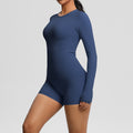 New arrival: european and american style solid color double-sided brushed nylon long-sleeve yoga set - activewear two-piece for running and fitness