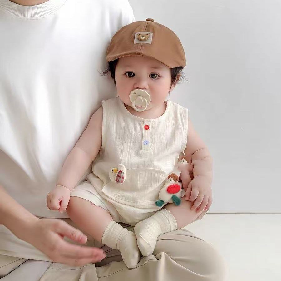 Summer lightweight sleeveless baby romper - newborn bodysuit, cartoon crawling suit for boys and girls