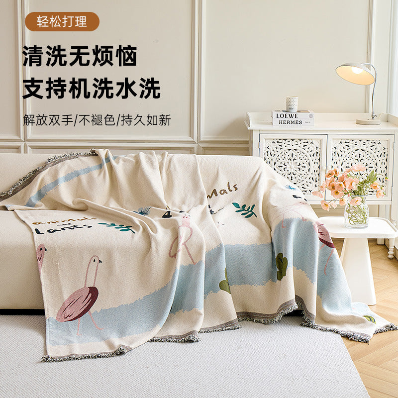 sofa towel, full cover cloth, high-end cartoon ins wind and snow Neil, anti-cat scratch, non-hair sofa cover, one-piece cover.