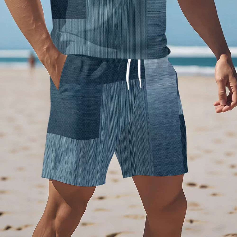 hot-selling men's polo shirt set, new summer two-piece casual short-sleeve and shorts set, dropshipping available