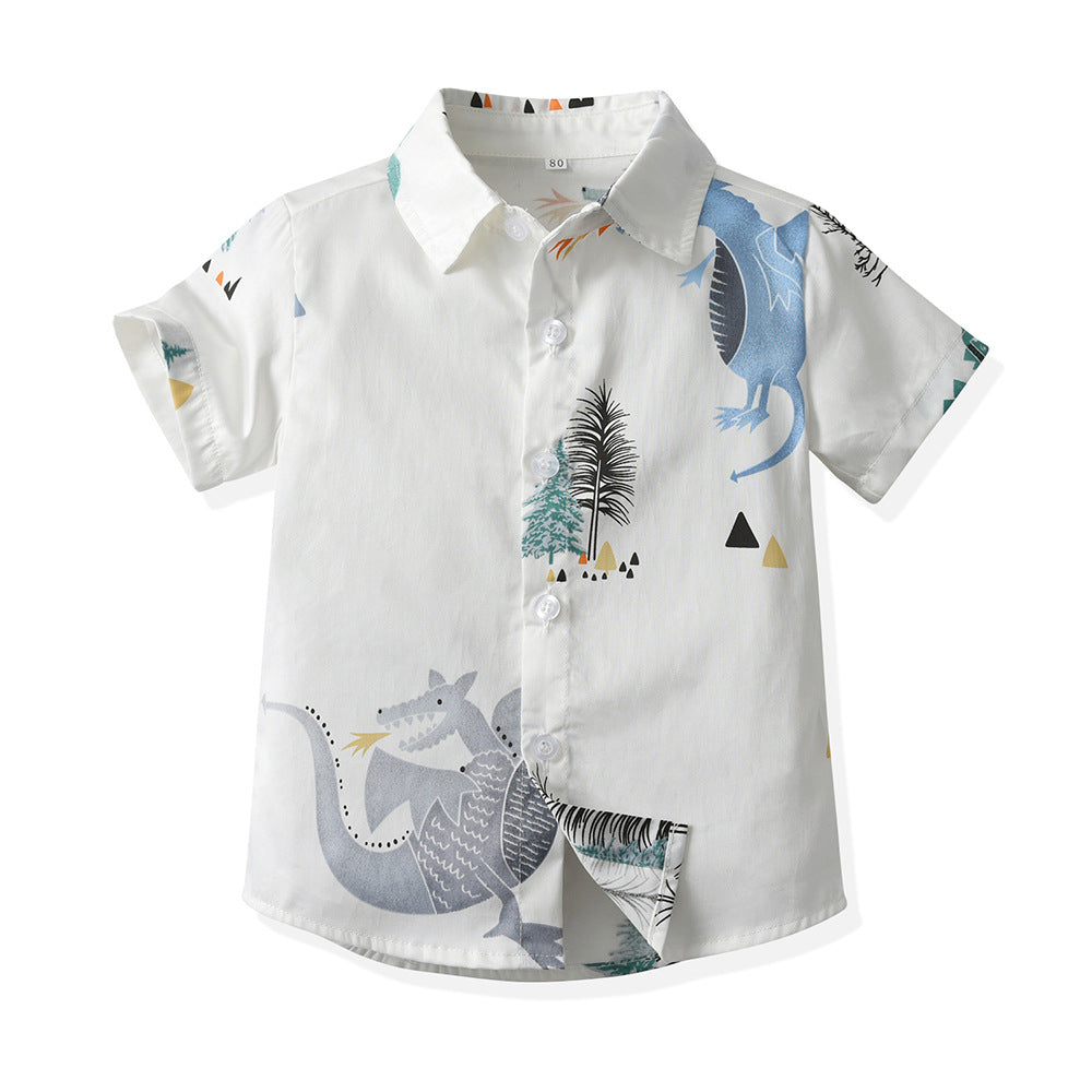 children's clothing, new boys' short-sleeved shirts, vacation beach style floral shirts, boys' short-sleeved shirts, children's shirts for boys, summer