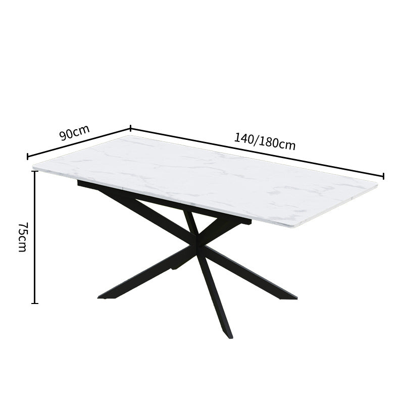 Factory direct rock slab dining table - nordic style casual rectangular dining table - carbon steel long table - modern minimalist dining table for small spaces