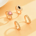 Wholesale devil's eye women's rings - unique design heart-shaped full diamond light luxury geometric spiral finger rings jewelry