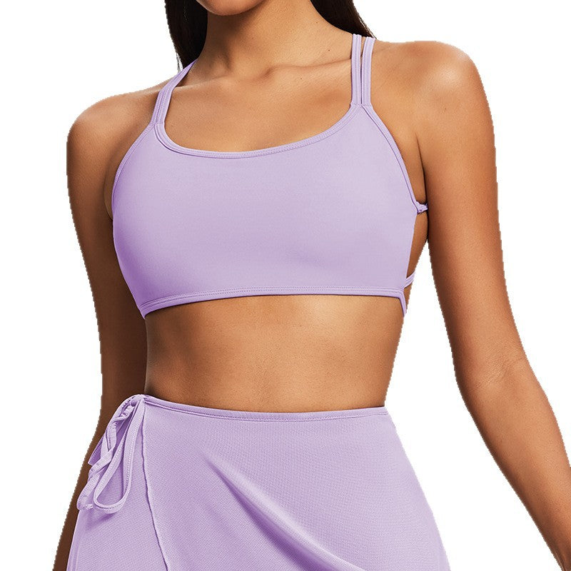 New arrival beautiful back sports intimates running training bra yoga bra pilates outwear spaghetti strap yoga clothes for women