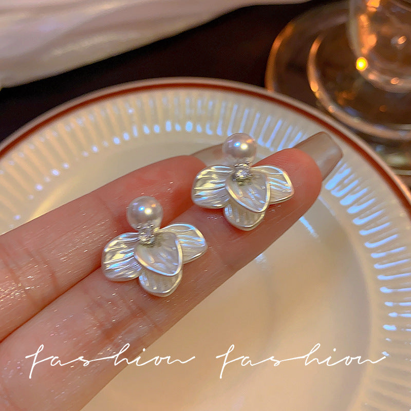 French cream white clover pearl earrings - unique design, high-end earrings & studs - new 2026 accessories