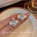 French cream white clover pearl earrings - unique design, high-end earrings & studs - new 2026 accessories